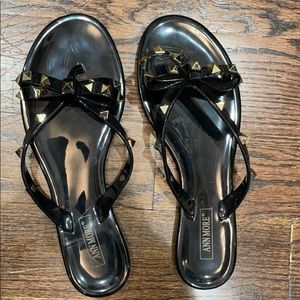 Valentino like black with gold stud sandal size 7
